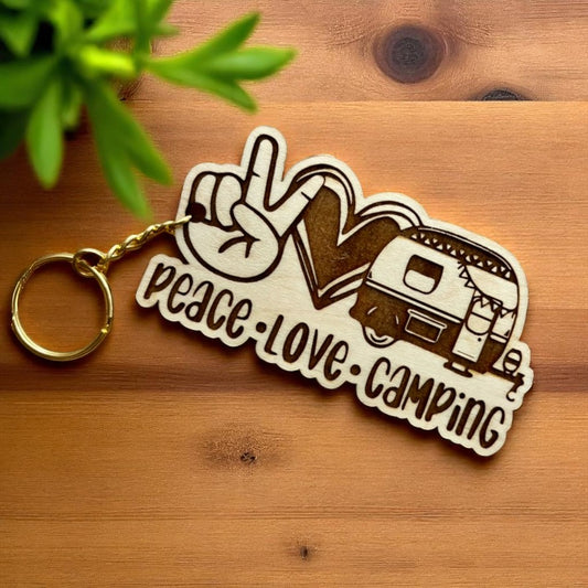 Peace Love Camping Keychain