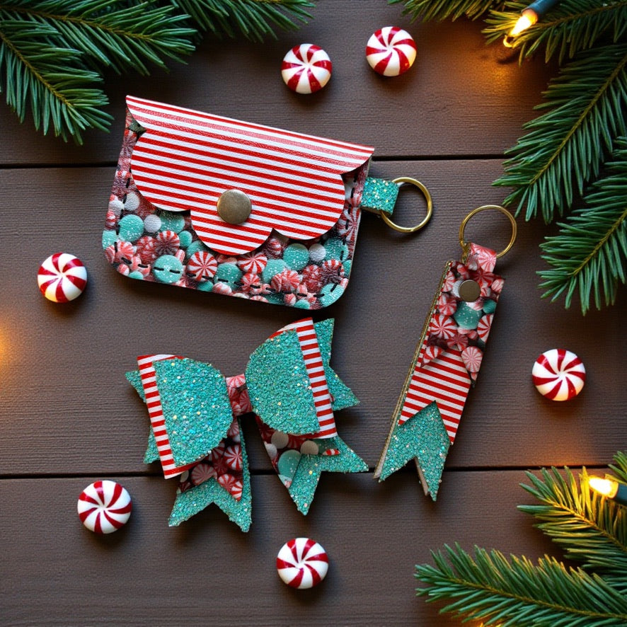 Hair Bow Clips - Candy Cane Wishes