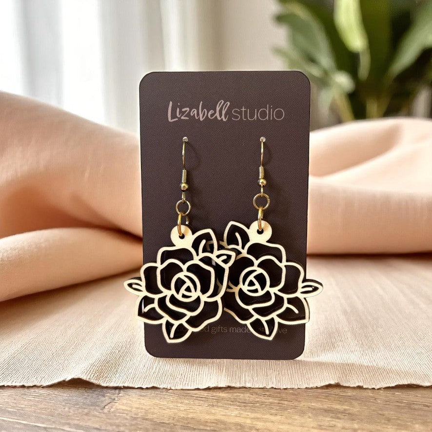 Rose Cutout Charm Earrings