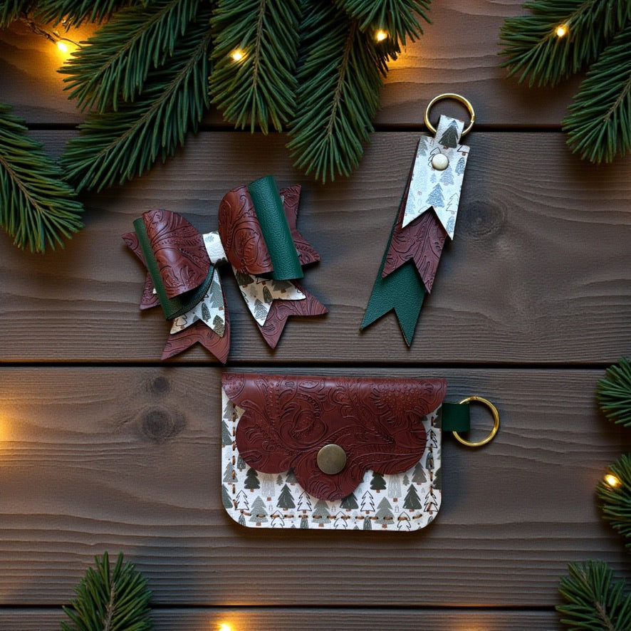 Hair Bow Clips - Frosted Evergreens