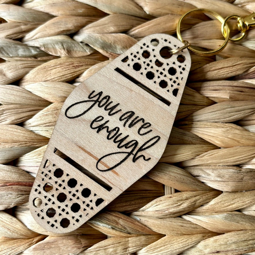You Are Enough Rattan Keychain