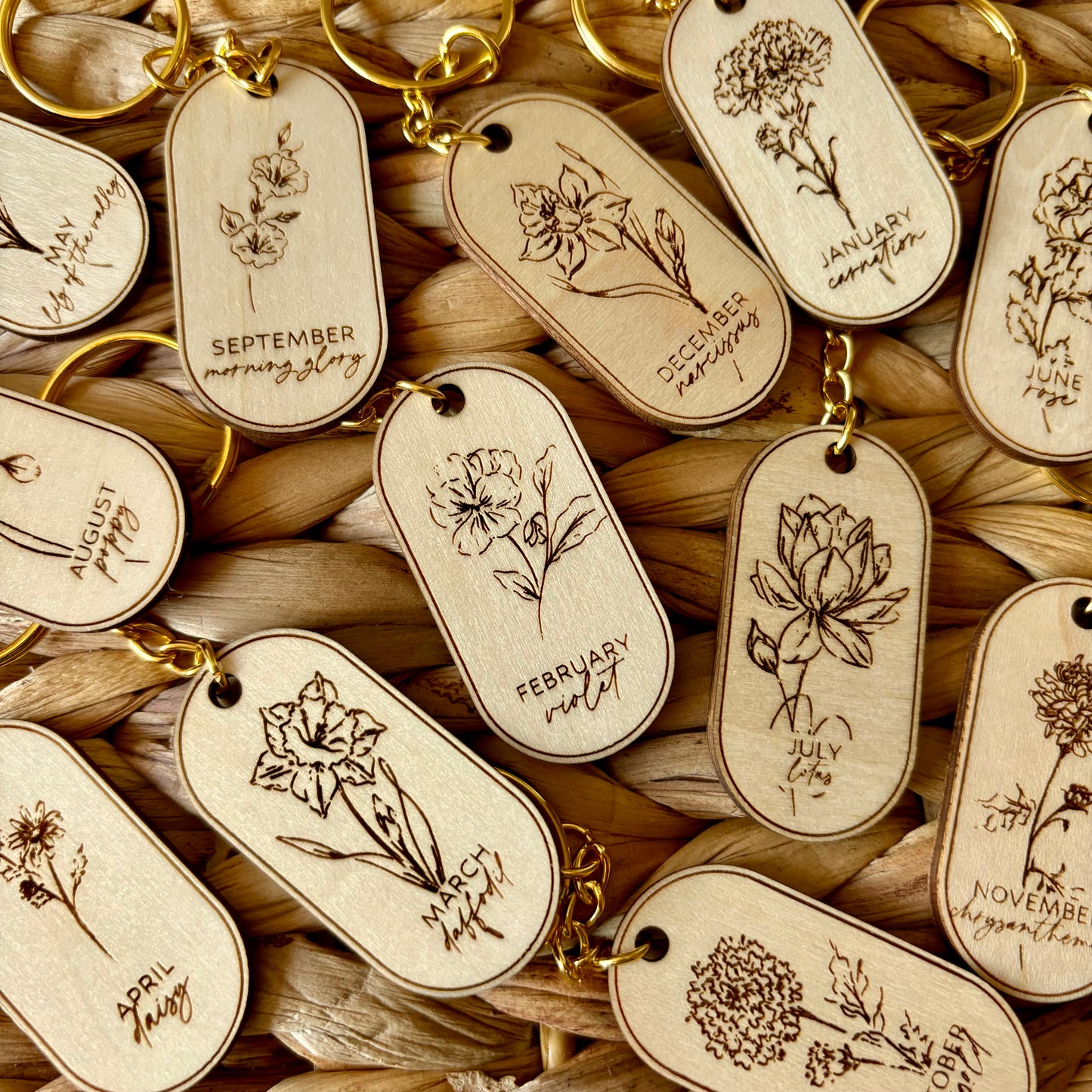 Birth Blossom Keychain