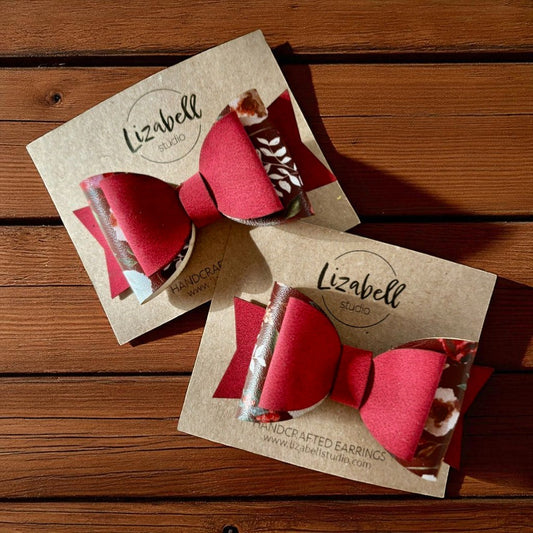 Hair Bow Clips - Ruby