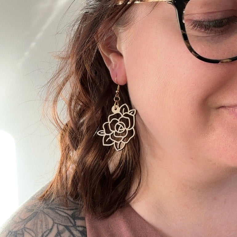 Rose Cutout Charm Earrings