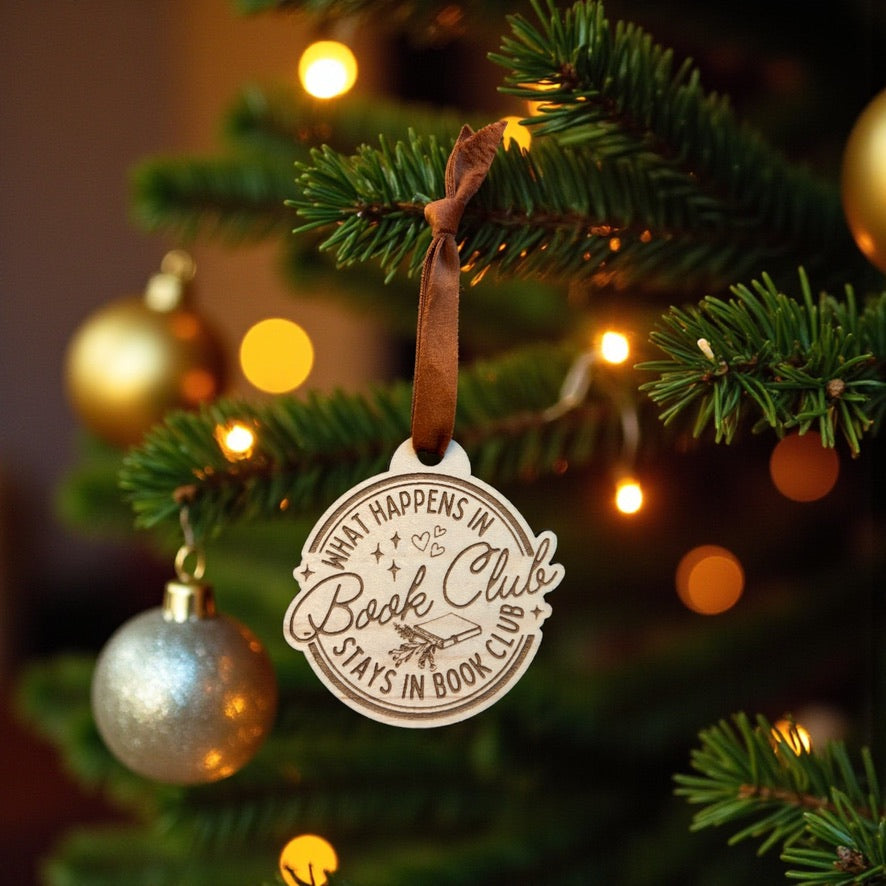 What Happens in Book Club Christmas Ornament
