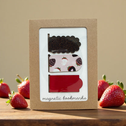 Chocolate-Covered Strawberry Magnetic Bookmarks