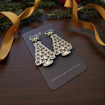 Bow-tiful Christmas Tree Earrings