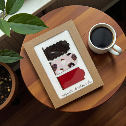 Chocolate-Covered Strawberry Magnetic Bookmarks