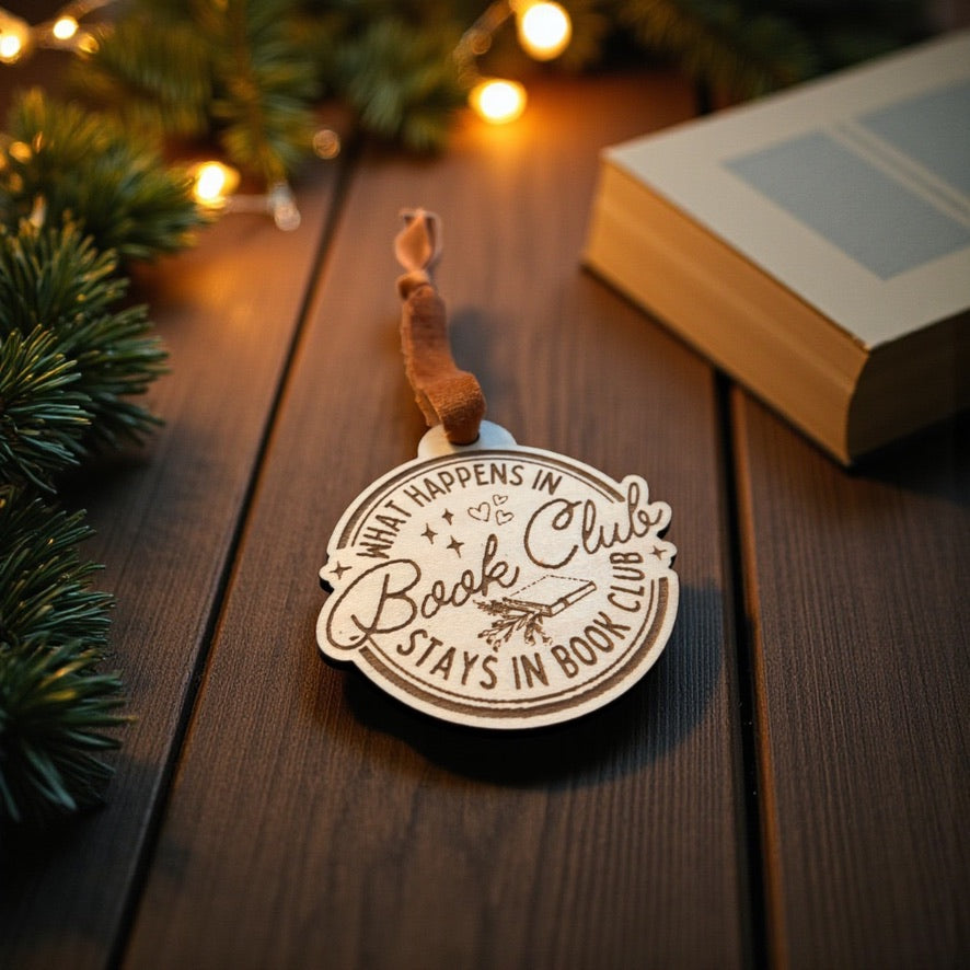 What Happens in Book Club Christmas Ornament