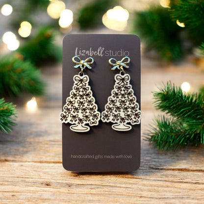 Bow-tiful Christmas Tree Earrings