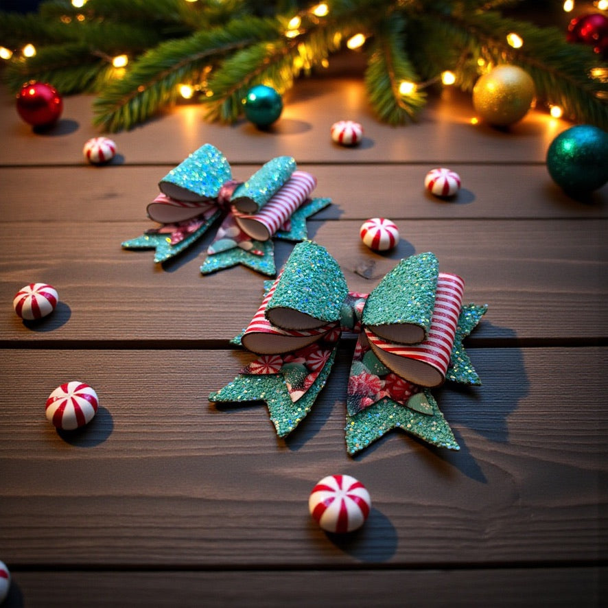Hair Bow Clips - Candy Cane Wishes