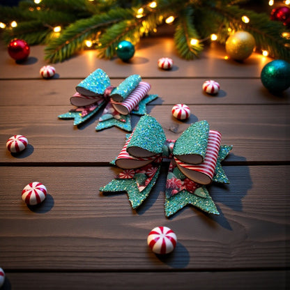 Hair Bow Clips - Candy Cane Wishes