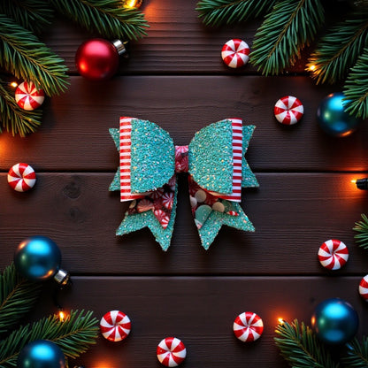 Hair Bow Clips - Candy Cane Wishes
