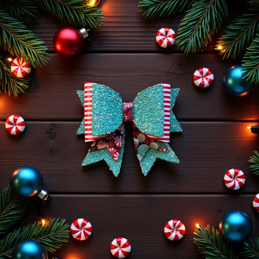 Hair Bow Clips - Candy Cane Wishes