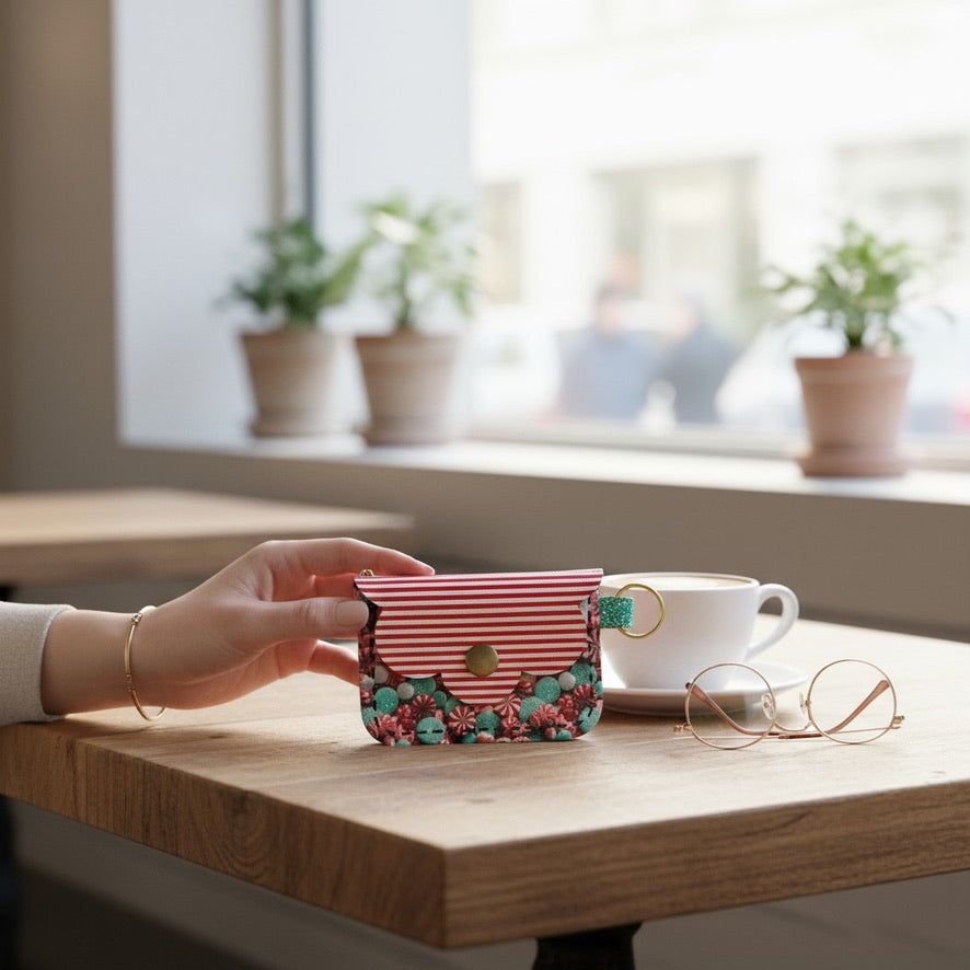 Scallop Charm Pouch - Candy Cane Wishes
