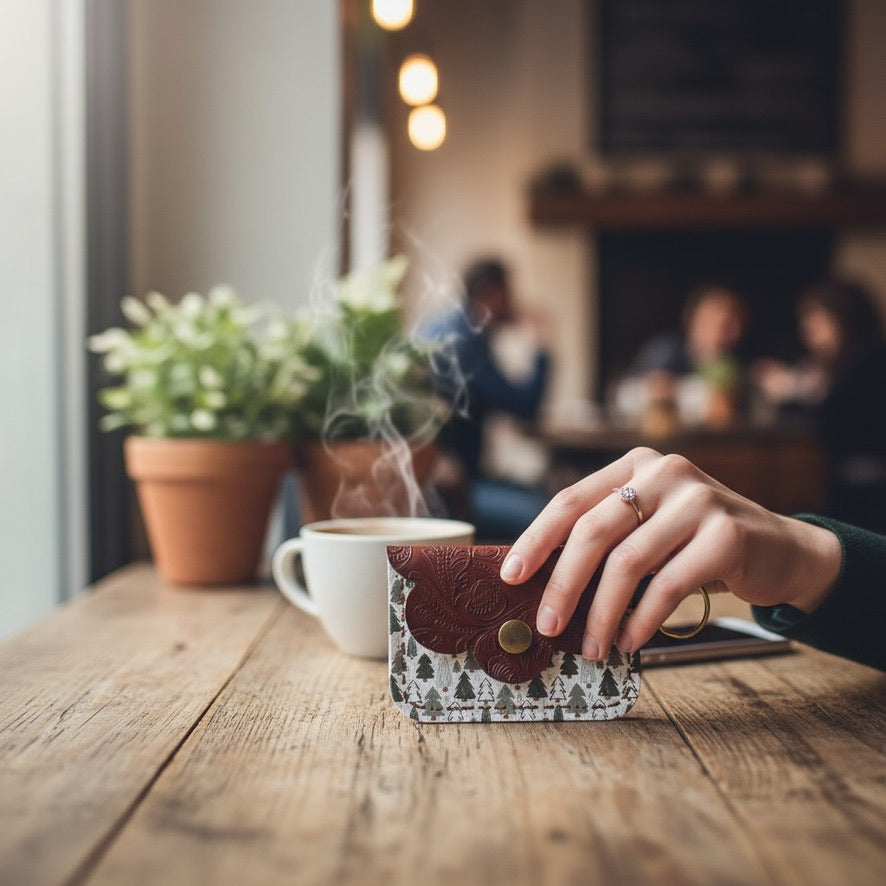 Scallop Charm Pouch - Frosted Evergreens