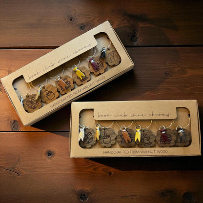Walnut Wood Wine Glass Charms